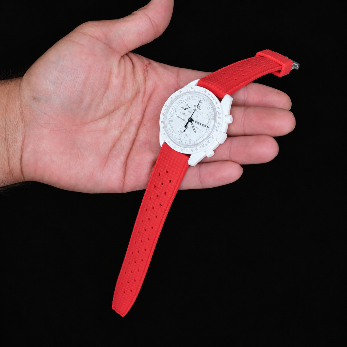Red Tropical Rubber Watch Strap